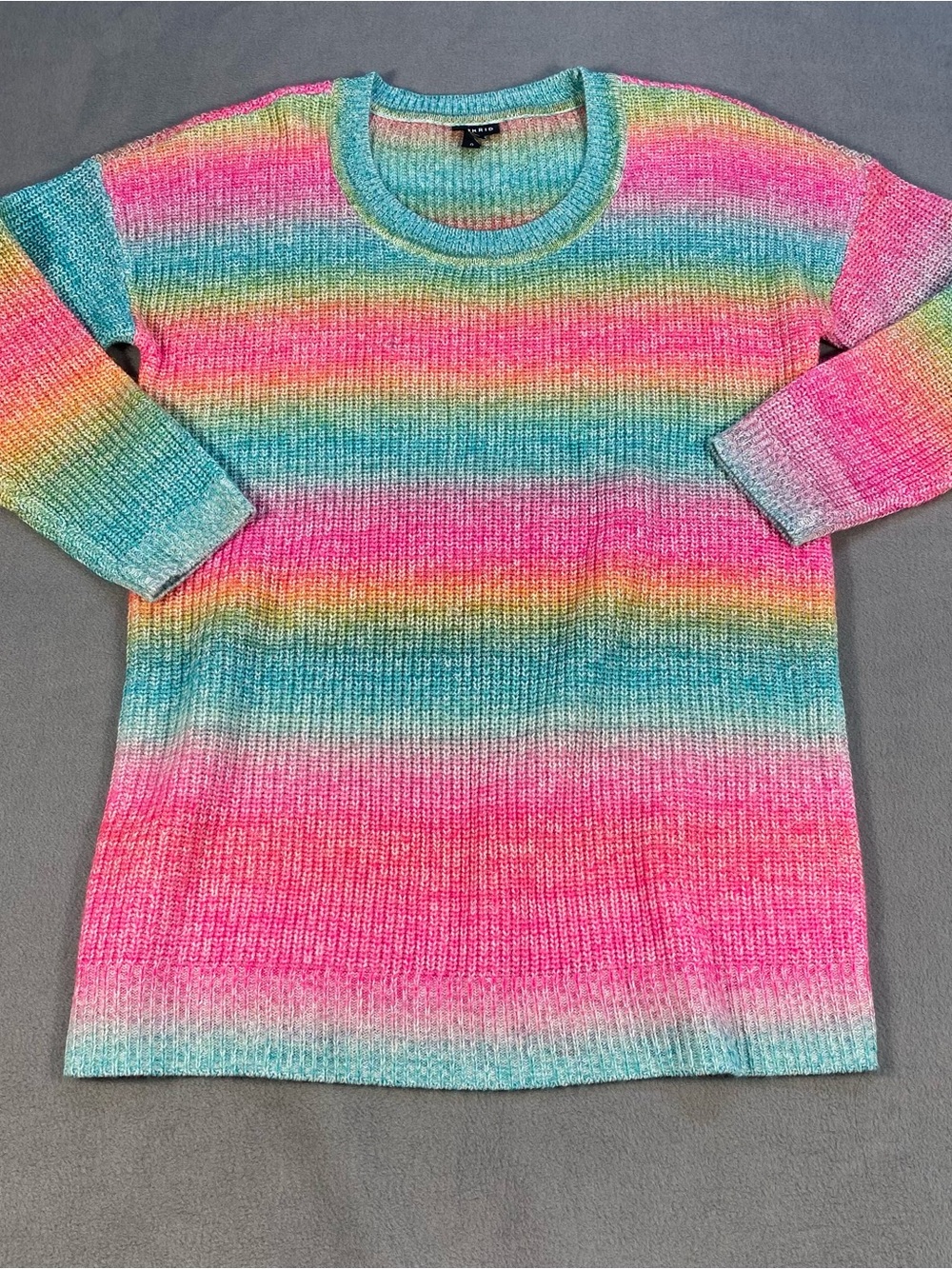 Torrid women’s Rainbow Striped Long sleeve Pullover Knit Sweater, size 0 (L)